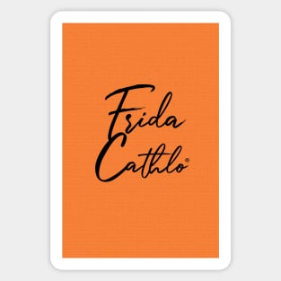 Orange Text B back Cat Frida Cathlo version of - Frida Kahlo Sticker